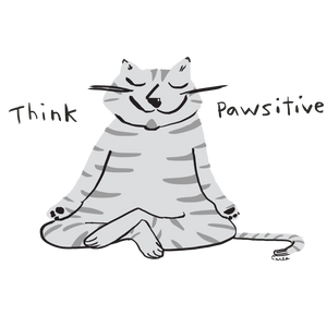 Think Pawsitive Cat Meditating Girls' and Boys' Short Sleeve T-Shirt