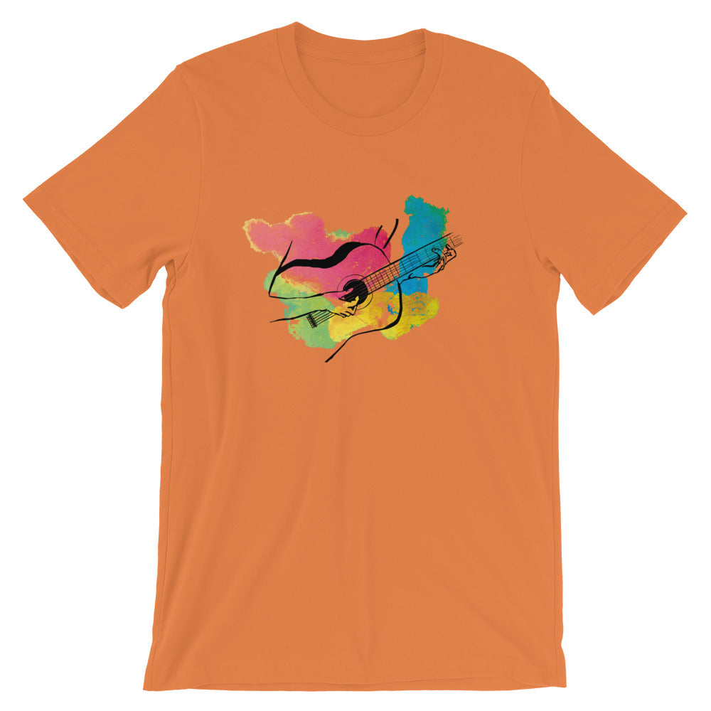 Colors of Music Flamenco Guitar Short-Sleeve Men's and Women's T-Shirt