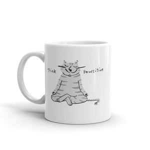 Think Pawsitive Cat Meditating Coffee Mug