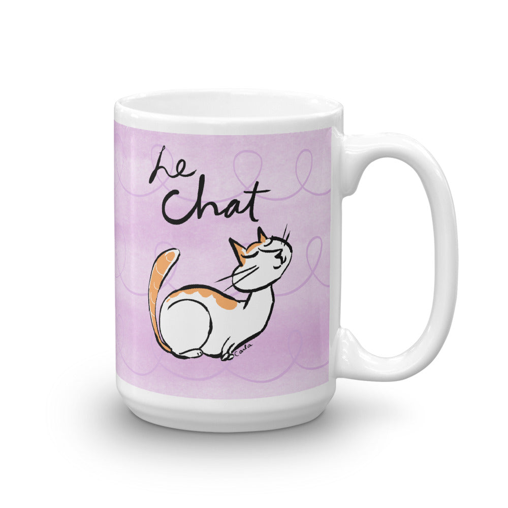 French cat le chat white coffee mug Carla Miller Art