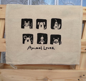 Animal Lover gift kitchen tea towel cat dog bird pig fish mouse Carla Ventresca Miller Art