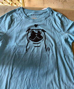 Cute Pug dog t-shirt handmade art Carla Ventresca