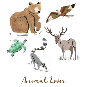 Animal Lover Bear Lemur Deer Elk Hawk Turtle Girls and Boys Short Sleeve T-Shirt
