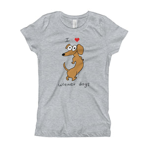 I Love Wiener Dogs Girl's Youth T-Shirt