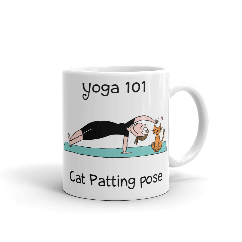 Funny yoga gift cat patting pose