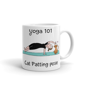 Yoga cat patting pose coffee mug gift Carla Ventresca Miller Art