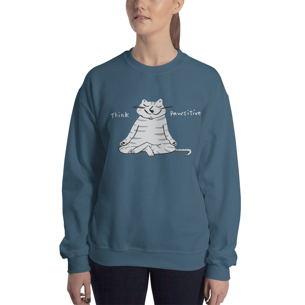 Think Pawsitive Zen Cat Meditating Men's and Women's Sweatshirt