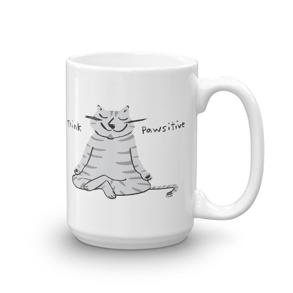 Think Pawsitive Cat Meditating Coffee Mug