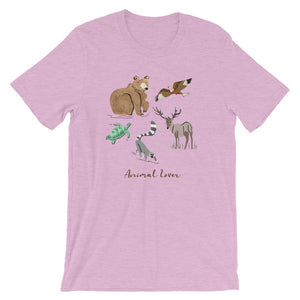 Animal Lover Brown Bear Lemur Deer Elk Hawk Turtle men's and women's t-shirt