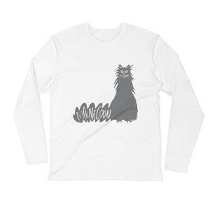 Gray Maine Coon Cat Long Sleeve Fitted Crew