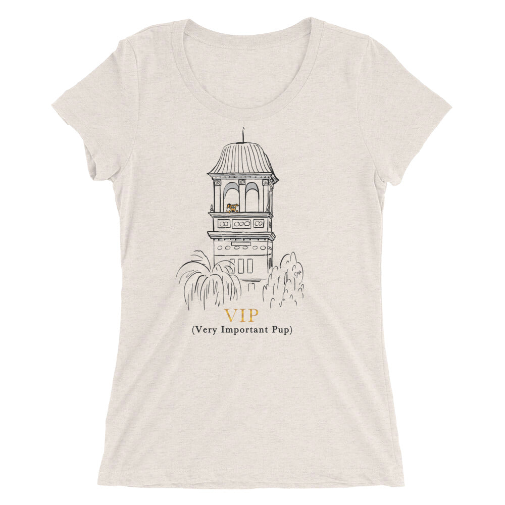 Claremont VIP dog in tower Ladies' short sleeve t-shirt