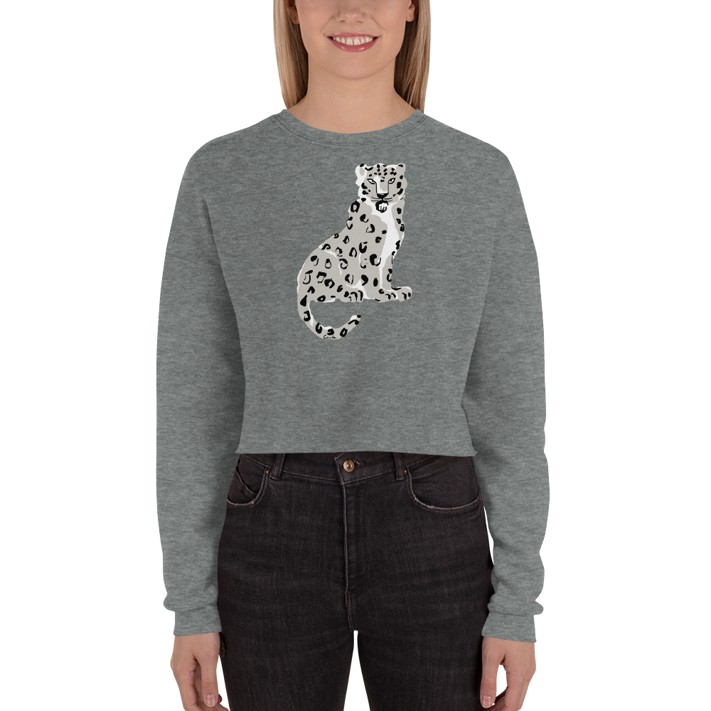 Endangered Himalayan Snow Leopard Women's Crop Sweatshirt