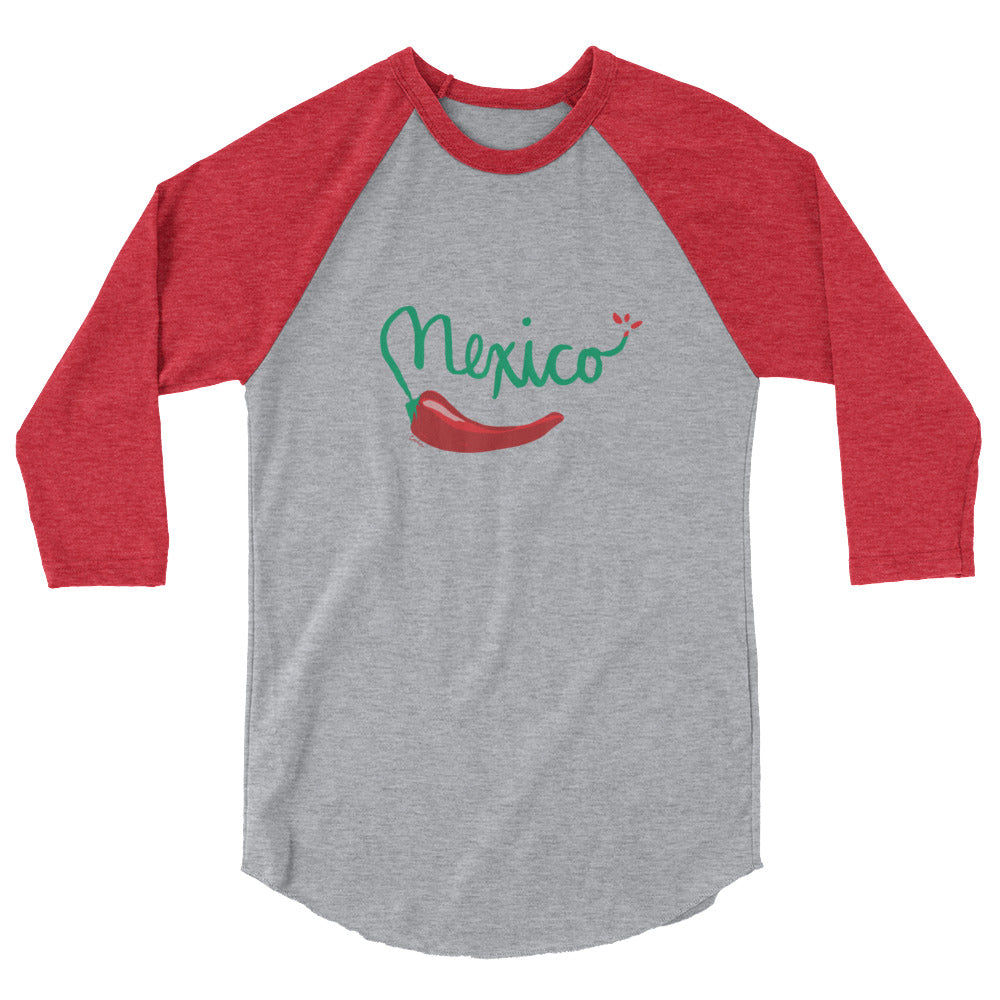 Mexican Chile Pepper 3/4 sleeve raglan shirt