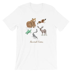 Animal Lover Bear Lemur Deer Elk Hawk Turtle men's and women's t-shirt