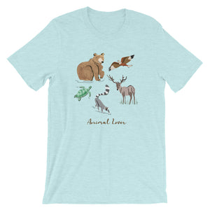 Animal Lover Brown Bear Lemur Deer Elk Hawk Turtle men's and women's t-shirt