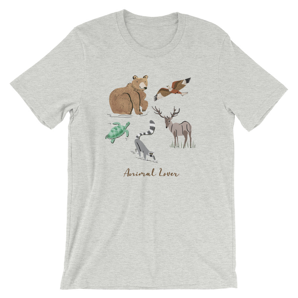Animal Lover Bear Lemur Deer Elk Hawk Turtle Men's and Women's Short-Sleeve Unisex T-Shirt