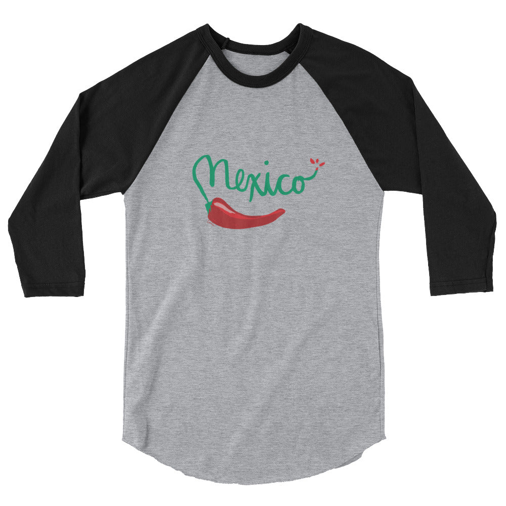 Mexican Chile Pepper 3/4 sleeve raglan shirt