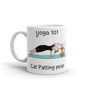 Yoga cat patting pose coffee mug gift Carla Ventresca Miller Art