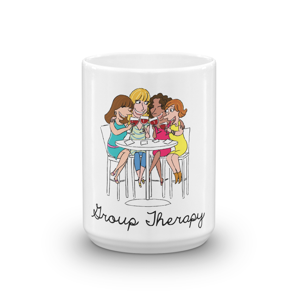 Group therapy girlfriends happy hour wine drinking 