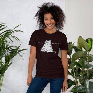 Think Pawsitive Zen Cat Meditating Men's and Women's Short-Sleeve T-Shirt