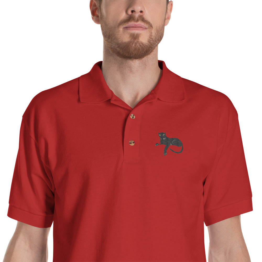 Black Panther Embroidered Polo Shirt