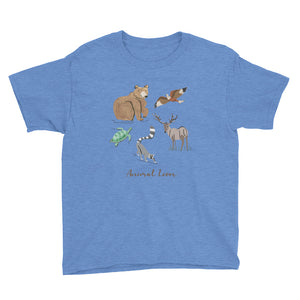 Animal Lover Bear Lemur Deer Elk Hawk Turtle boys and girls blue t-shirt