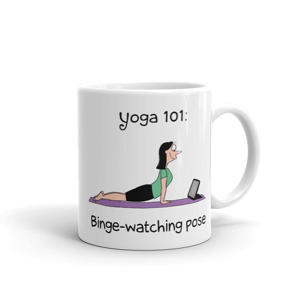 Funny yoga binge watching pose