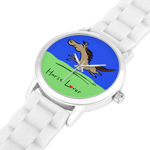 Horse Lover Boys' and Girls' Water Resistant Quartz Watch with Silica Gel Watchband
