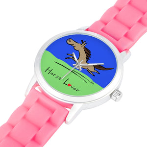 Horse Lover Boys' and Girls' Water Resistant Quartz Watch with Silica Gel Watchband